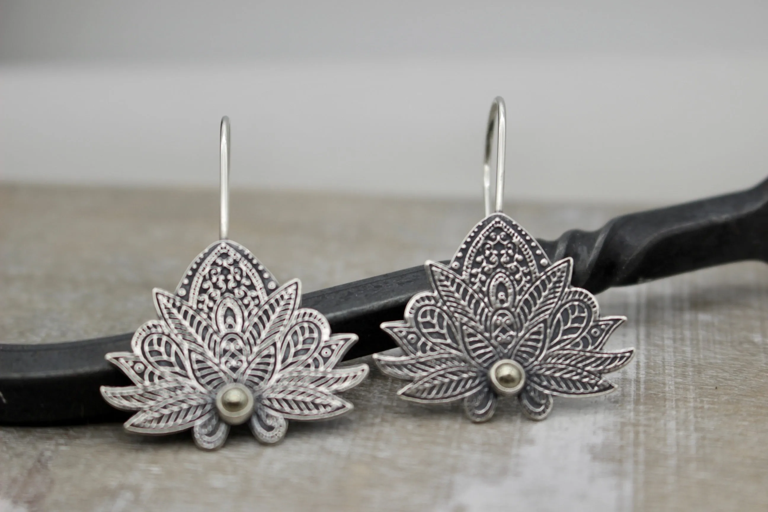 Sterling silver Lotus earrings