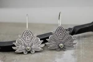 Sterling silver Lotus earrings