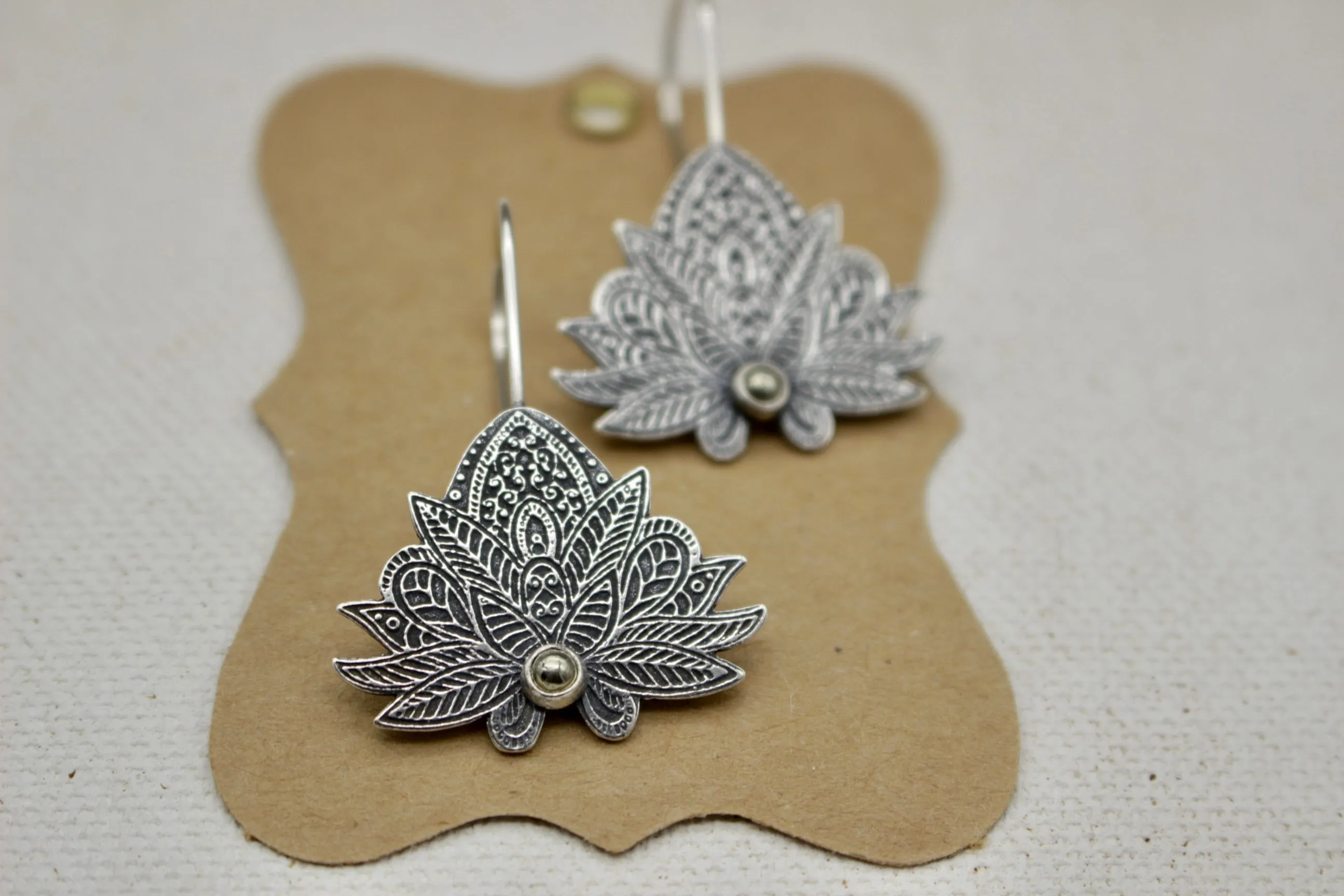 Sterling silver Lotus earrings