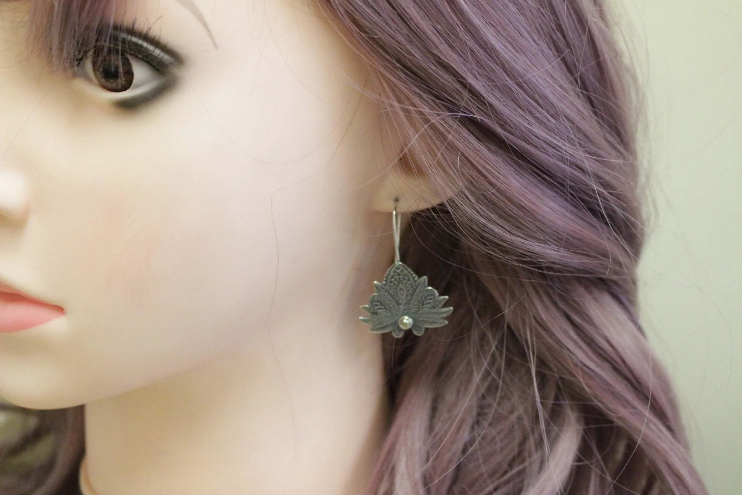Sterling silver Lotus earrings