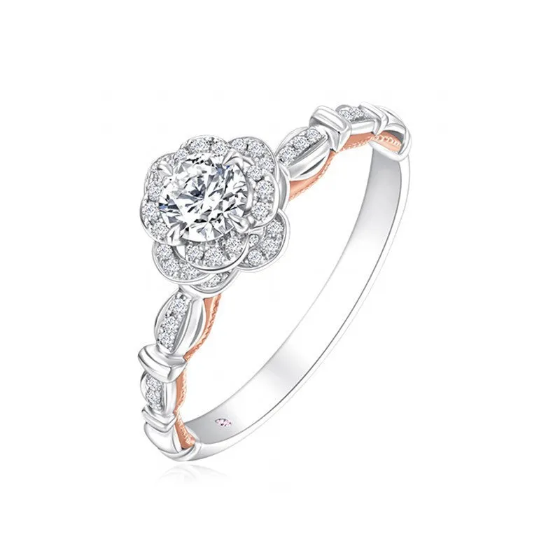 Sterling Silver Rose Moissanite Engagement ring