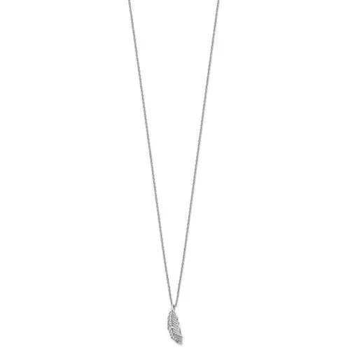 Sterling Silver White Ice .02ct. Diamond Feather Necklace