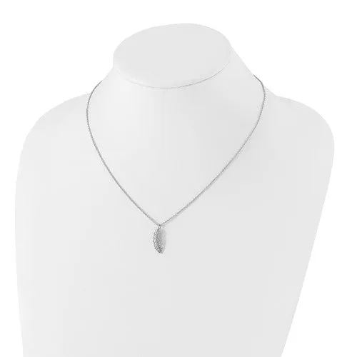 Sterling Silver White Ice .02ct. Diamond Feather Necklace