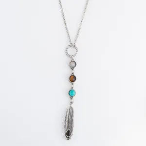 Stevie Beaded Feather Charm Pendant Necklace
