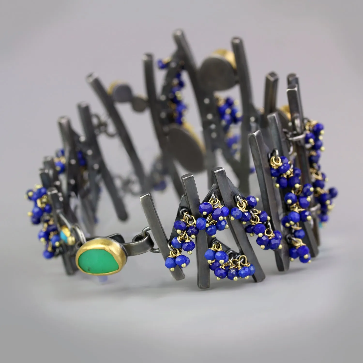 Sticks and Stones Cuff- Opals, Turquoise and Lapis.