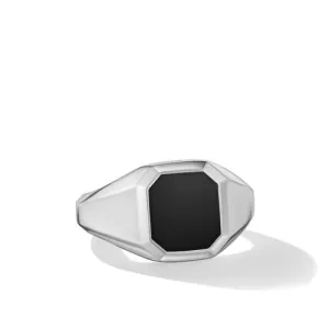 Streamline Signet Ring in Sterling Silver with Black Onyx, Size 10