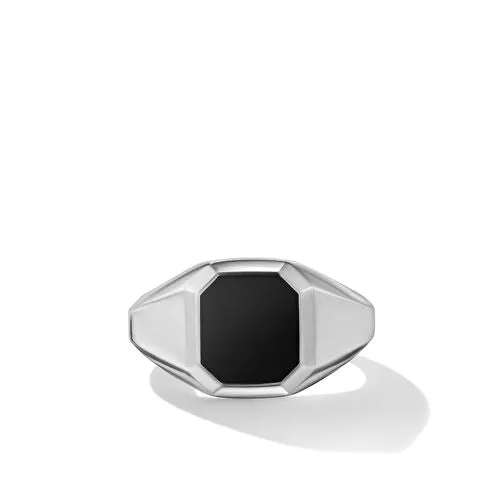 Streamline Signet Ring in Sterling Silver with Black Onyx, Size 10
