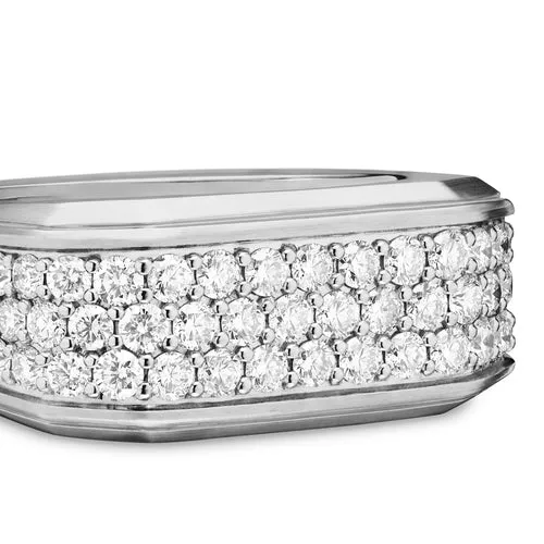 Streamline Signet Ring in Sterling Silver with Diamonds, 10mm, Size 11