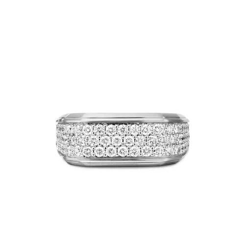 Streamline Signet Ring in Sterling Silver with Diamonds, 10mm, Size 11