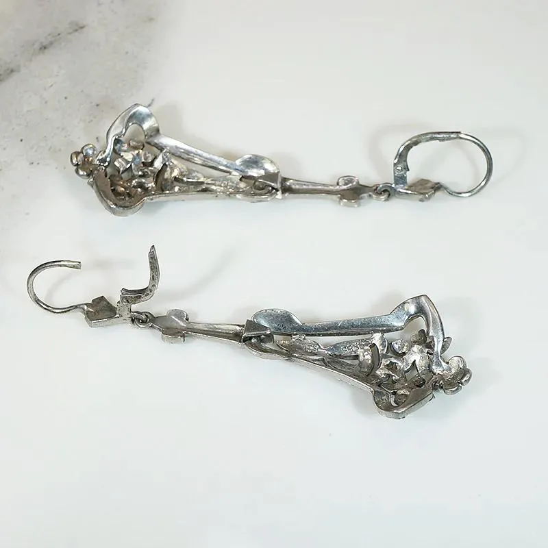 Stunning European Silver & Marcasite Drop Earrings