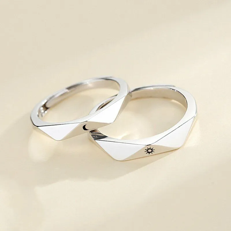 Sun and Moon Couple Rings - Couple Rings Set Promise Wedding Bands Men Women Jewelry Perfect for Valentine's Day