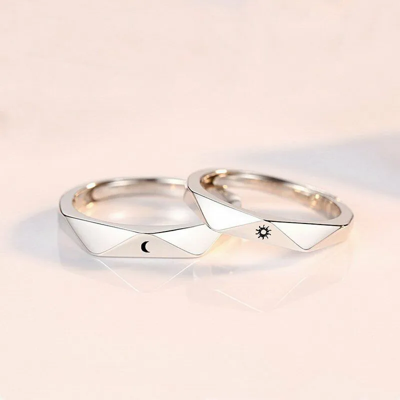 Sun and Moon Couple Rings - Couple Rings Set Promise Wedding Bands Men Women Jewelry Perfect for Valentine's Day