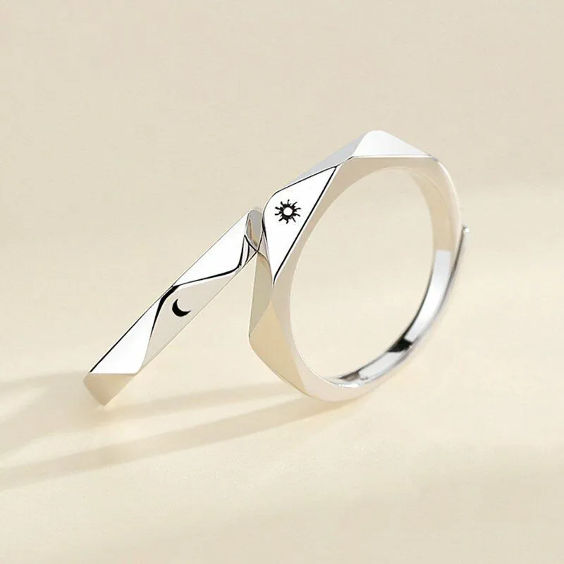 Sun and Moon Couple Rings - Couple Rings Set Promise Wedding Bands Men Women Jewelry Perfect for Valentine's Day