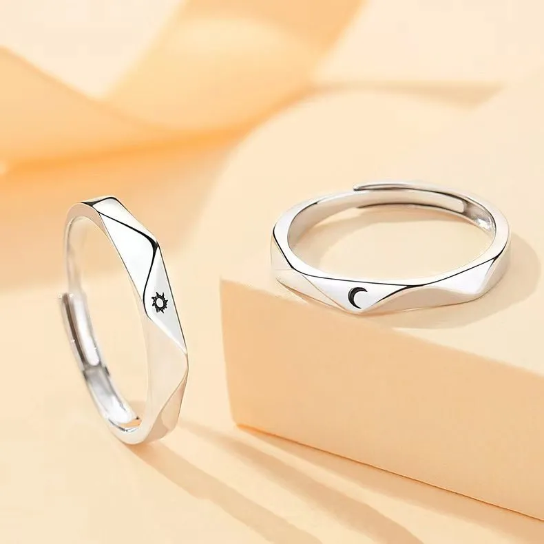 Sun and Moon Couple Rings - Couple Rings Set Promise Wedding Bands Men Women Jewelry Perfect for Valentine's Day