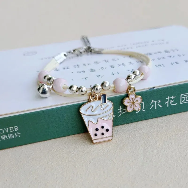 Sweet Cute Animal Cat Dog Paw Flower Bells Pendant Bracelets For Women Girls Simple Cartoon Rabbit Bracelet Friendship Jewelry