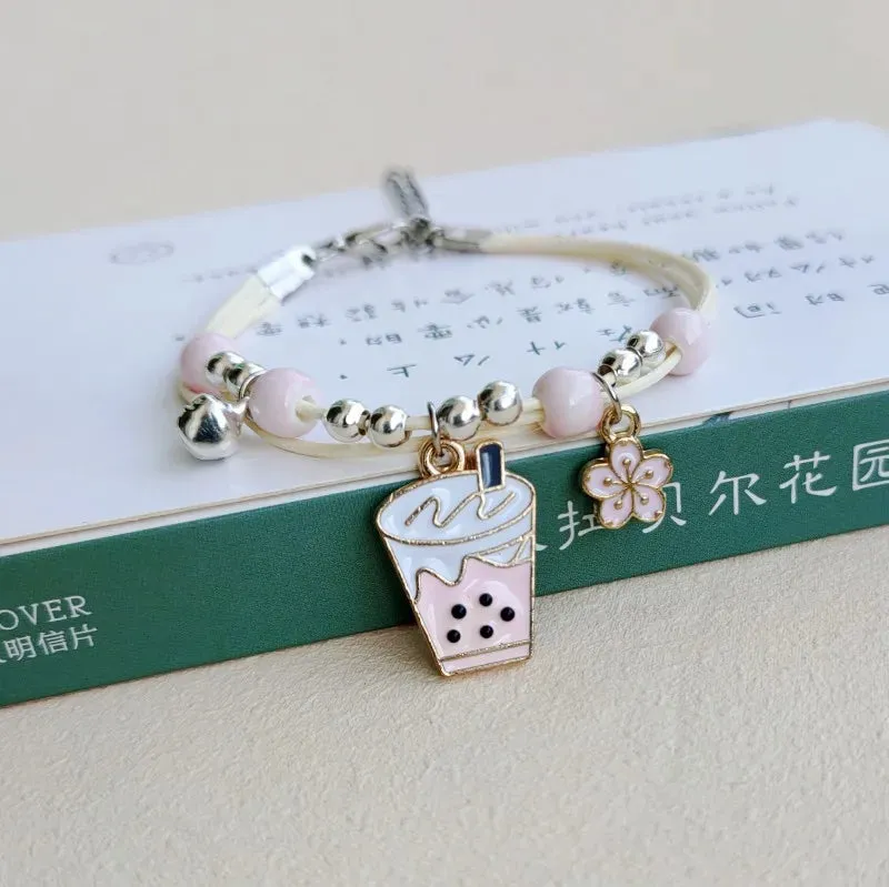 Sweet Cute Animal Cat Dog Paw Flower Bells Pendant Bracelets For Women Girls Simple Cartoon Rabbit Bracelet Friendship Jewelry