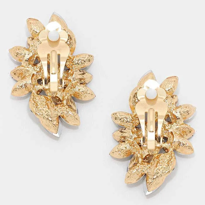 Swirl Purple Marquise Crystal Clip On Earrings