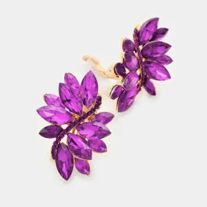 Swirl Purple Marquise Crystal Clip On Earrings