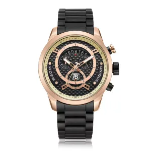 T5 Black Stainless Steel Black Dial Chronograph Quartz Watch for Gents - H3667G-E