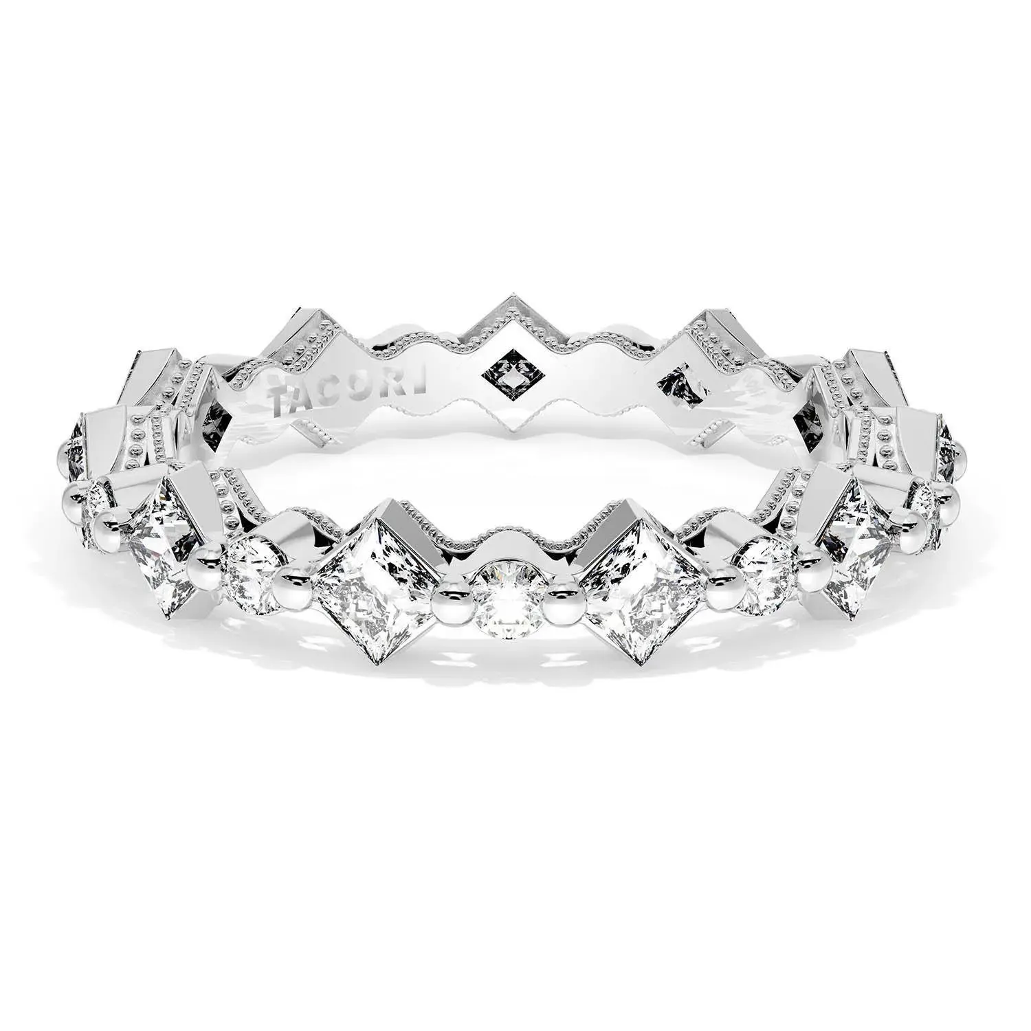 Tacori 18k White Gold Sculpted Crescent Diamond Band
