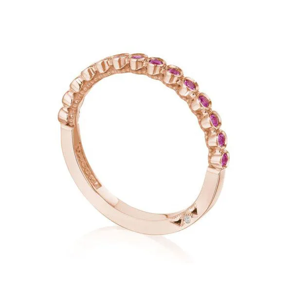 Tacori Sculpted Crescent 18K Rose Gold Pink Sapphire 3/4 Way Wedding band 200-234PKSPK