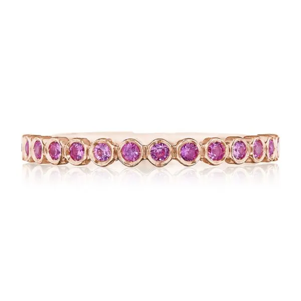 Tacori Sculpted Crescent 18K Rose Gold Pink Sapphire 3/4 Way Wedding band 200-234PKSPK