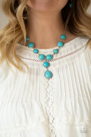 Terrestrial Trailblazer - Blue - Turquoise Stone Y-Shaped Paparazzi Short Necklace