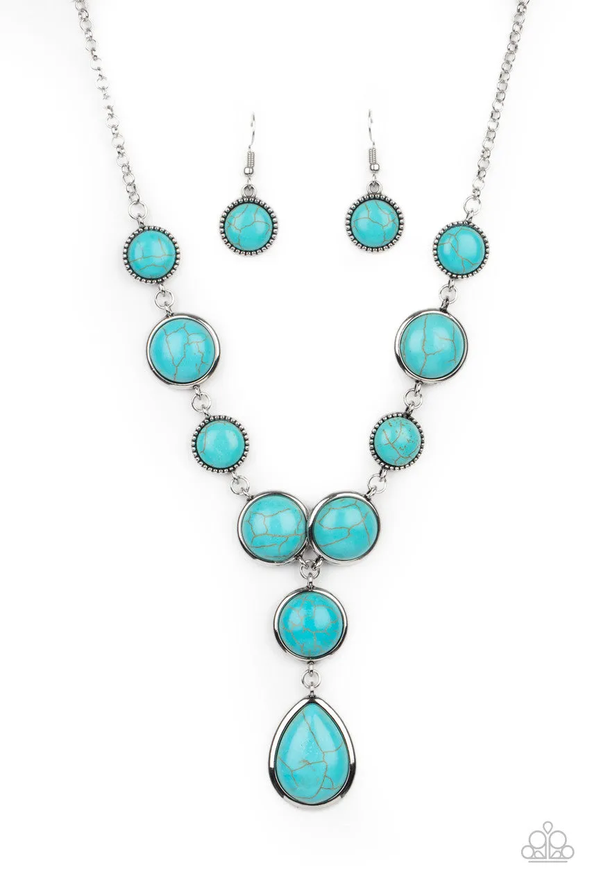 Terrestrial Trailblazer - Blue - Turquoise Stone Y-Shaped Paparazzi Short Necklace