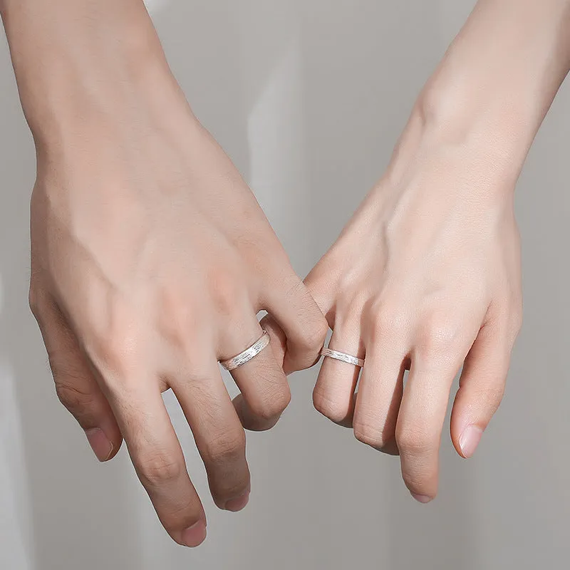 Textured Embrace 925 Adjustable Sterling Silver Couple Rings