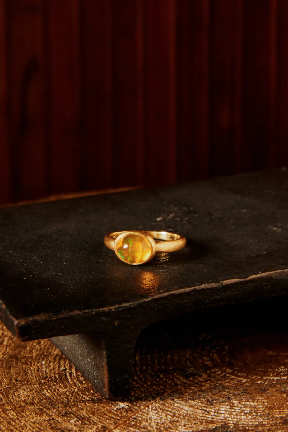 The Feu Ring (18K Gold 1.63cts Mexican Fire Opal Ring)