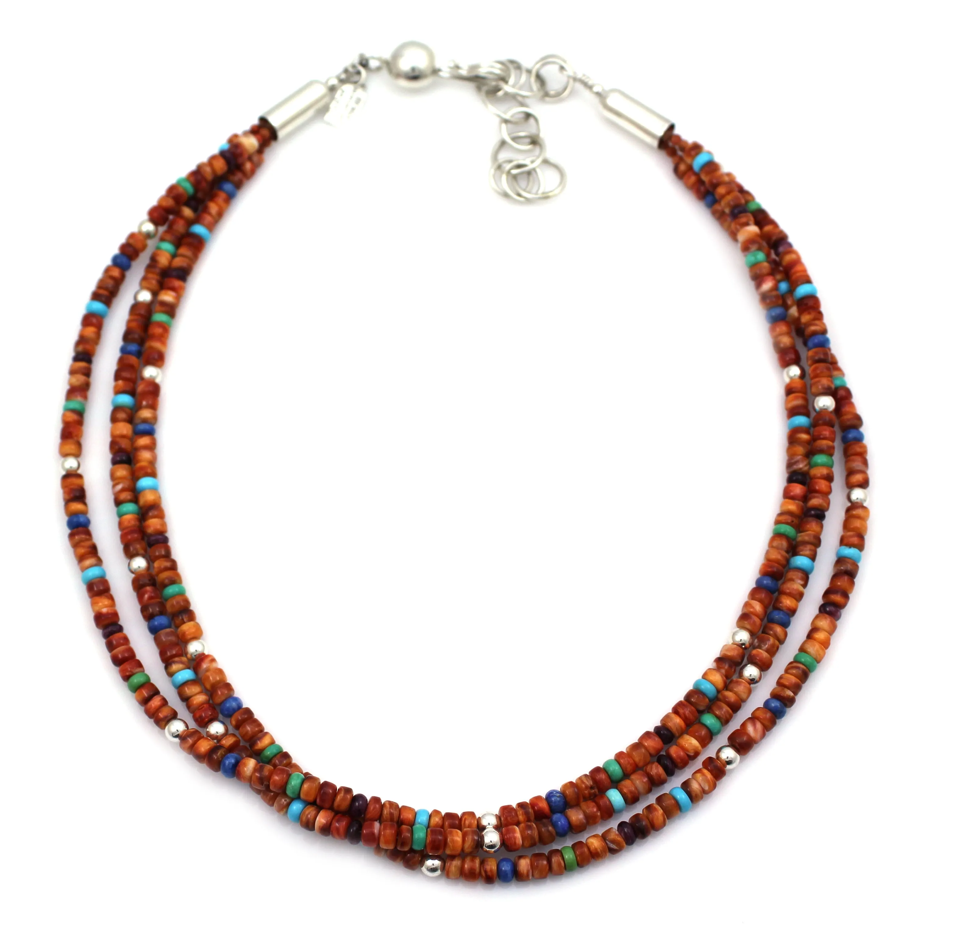Three Strand Multi Stone Necklace