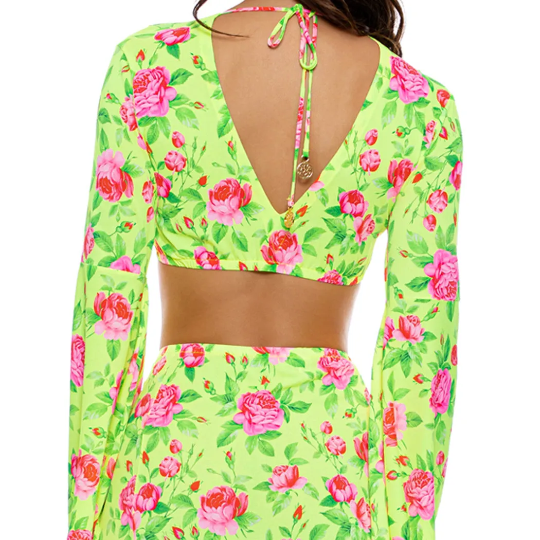 TI AMO - Ruffle Bell Sleeve Crop Top