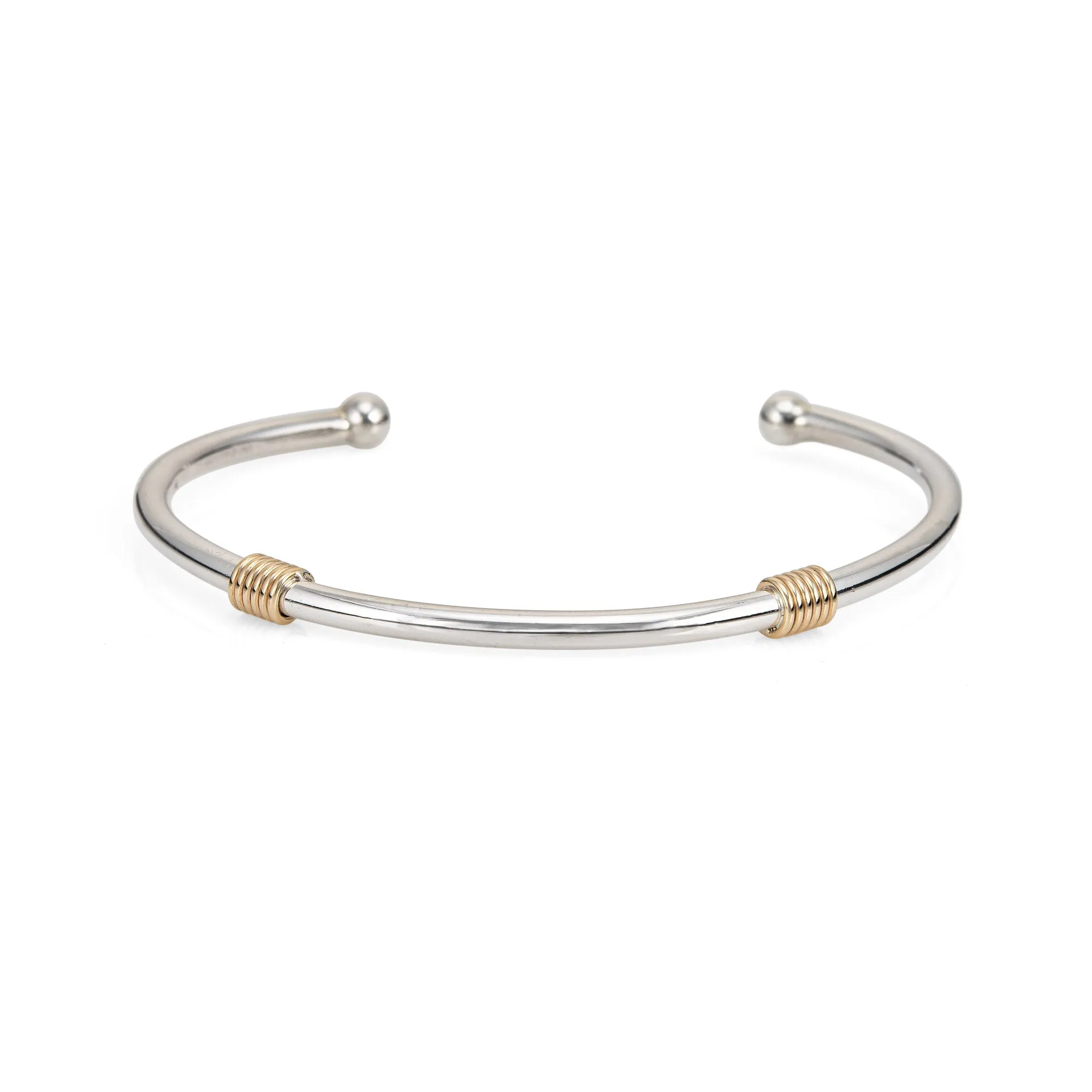 Tiffany & Co Cuff Bracelet Coil Vintage Sterling Silver 14k Yellow Gold Jewelry