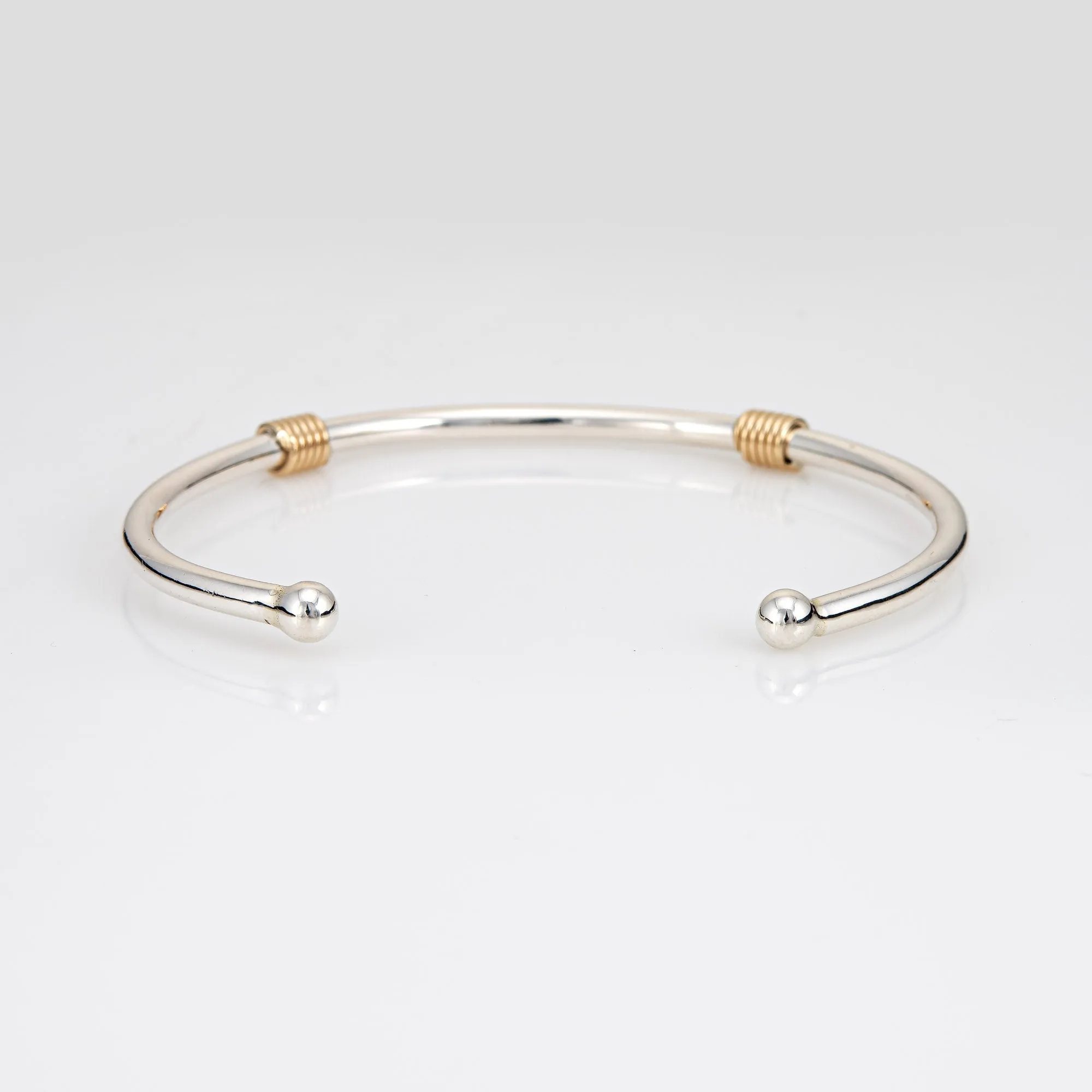 Tiffany & Co Cuff Bracelet Coil Vintage Sterling Silver 14k Yellow Gold Jewelry