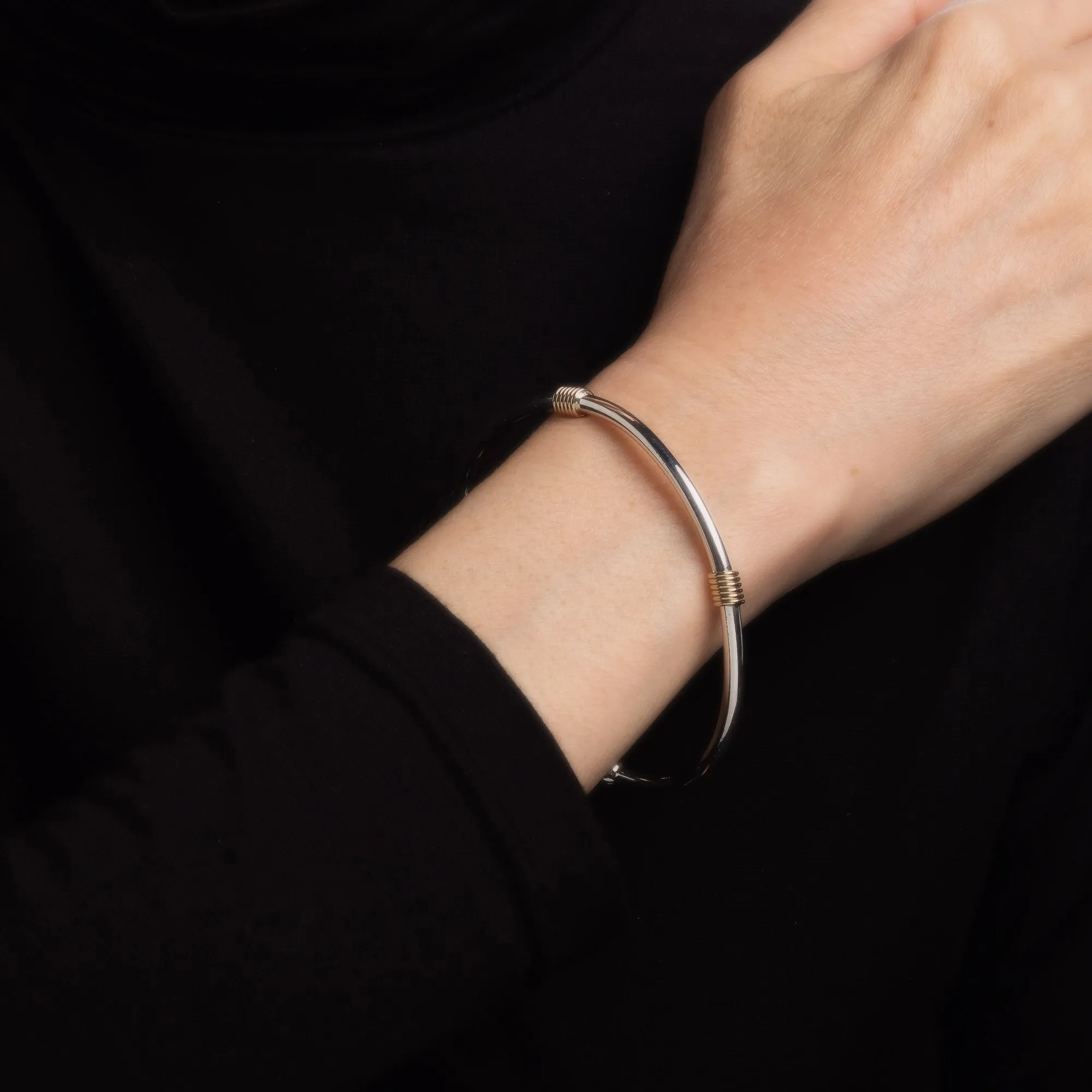 Tiffany & Co Cuff Bracelet Coil Vintage Sterling Silver 14k Yellow Gold Jewelry