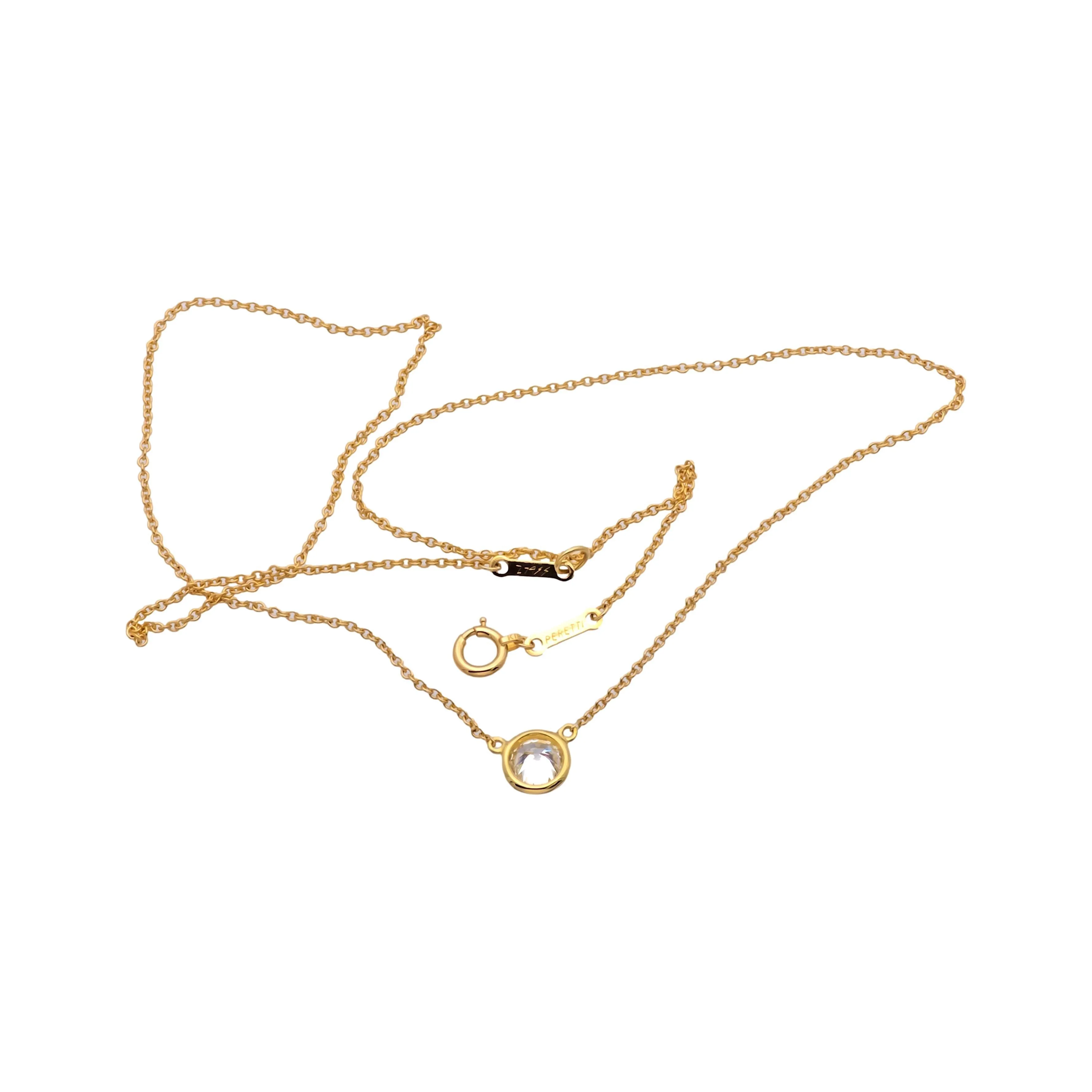 Tiffany & Co. Elsa Peretti Bezel Diamond Pendant Necklace 18K Yellow Gold .45 Ct Diamonds by the yard