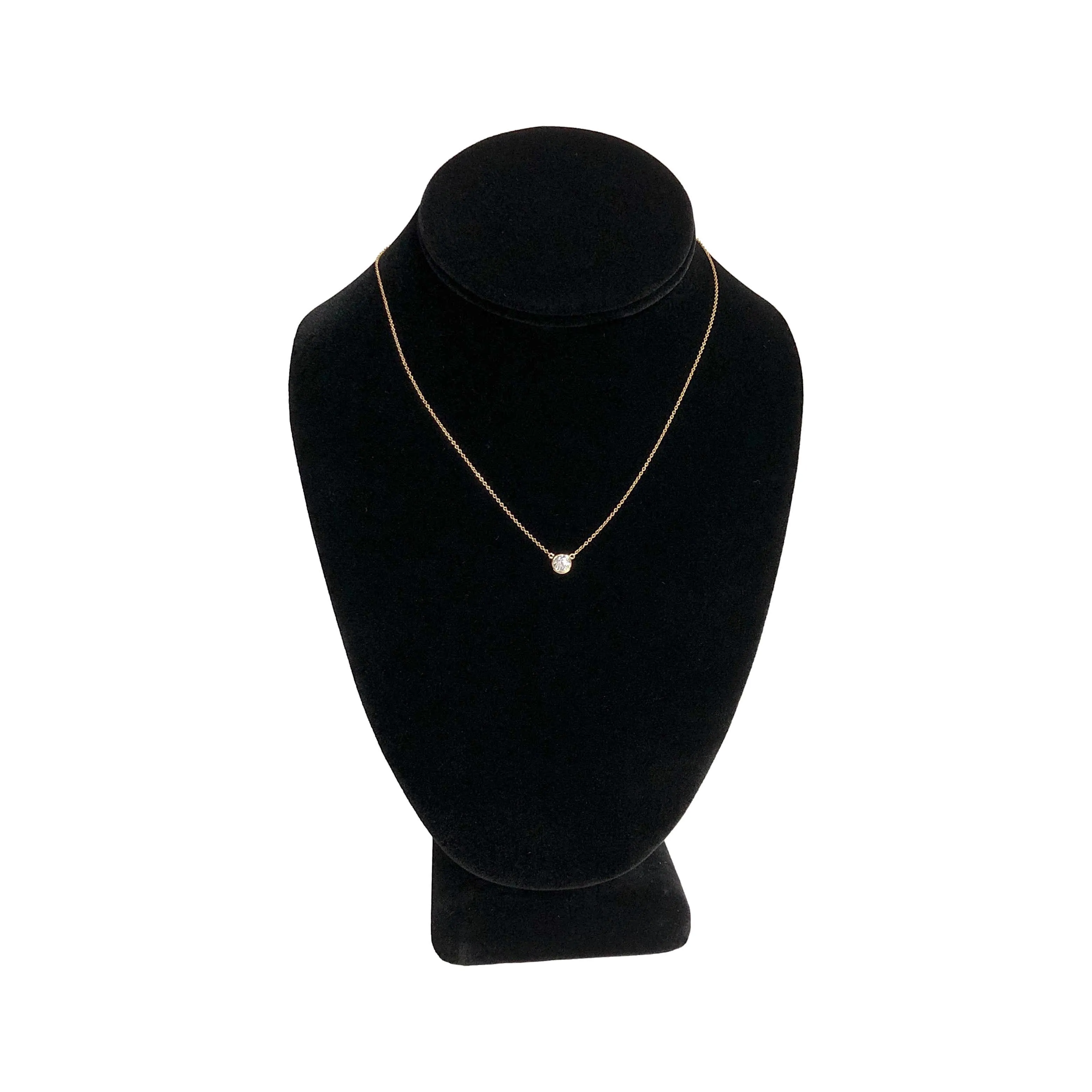 Tiffany & Co. Elsa Peretti Bezel Diamond Pendant Necklace 18K Yellow Gold .45 Ct Diamonds by the yard