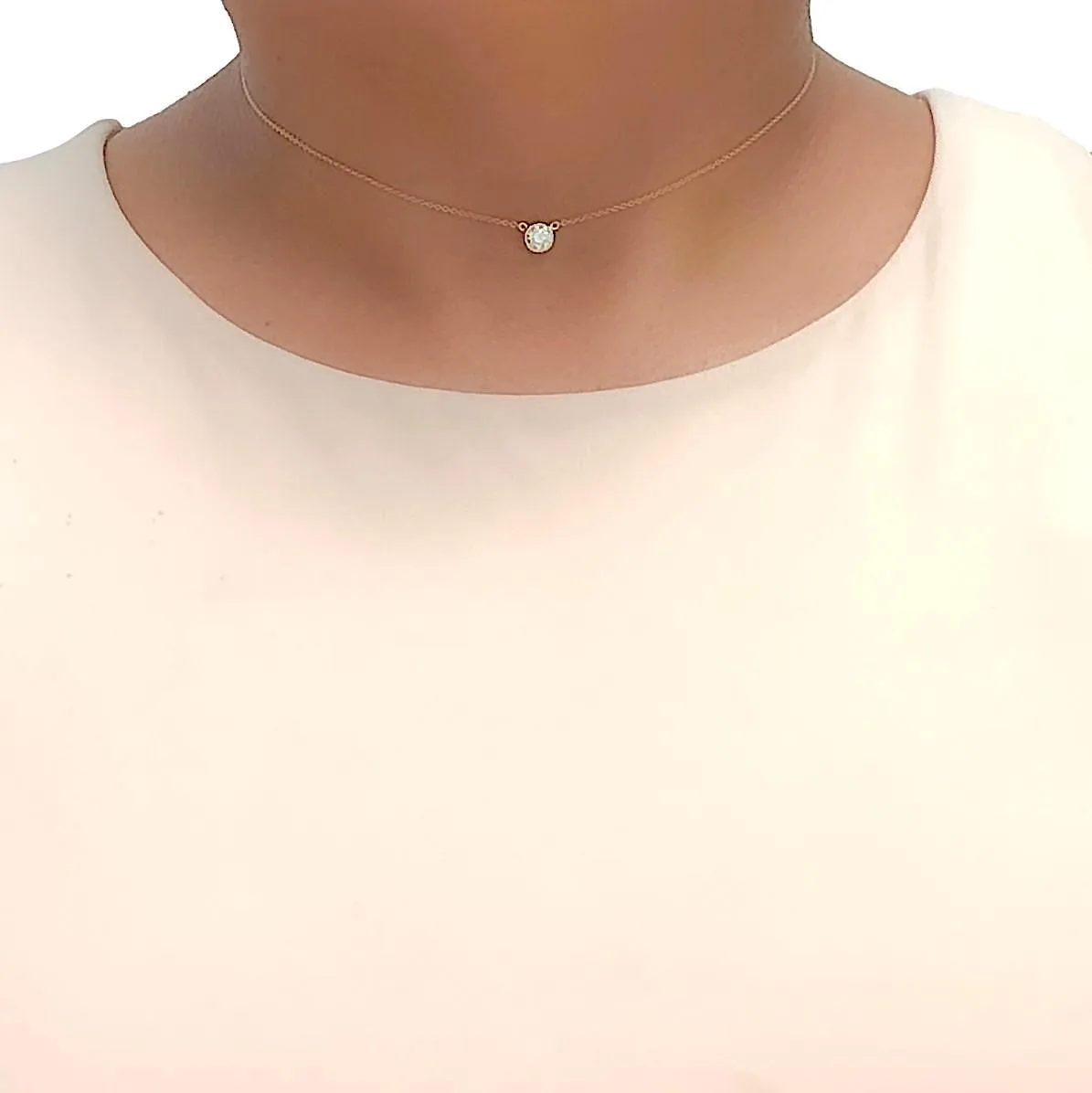 Tiffany & Co. Elsa Peretti Bezel Diamond Pendant Necklace 18K Yellow Gold .45 Ct Diamonds by the yard