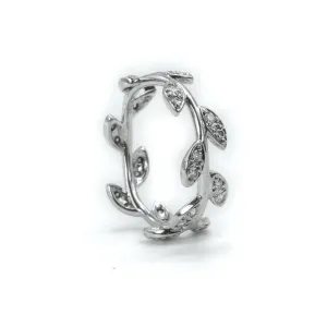 Tiffany & Co Paloma Picasso 18ct White Gold & Diamonds Olive Leaf Narrow Band Ring Size : N 1/2