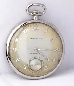 Tiffany& Co. Patek Philippe PLATINUM Open Face 18 Jewels Pocket Watch