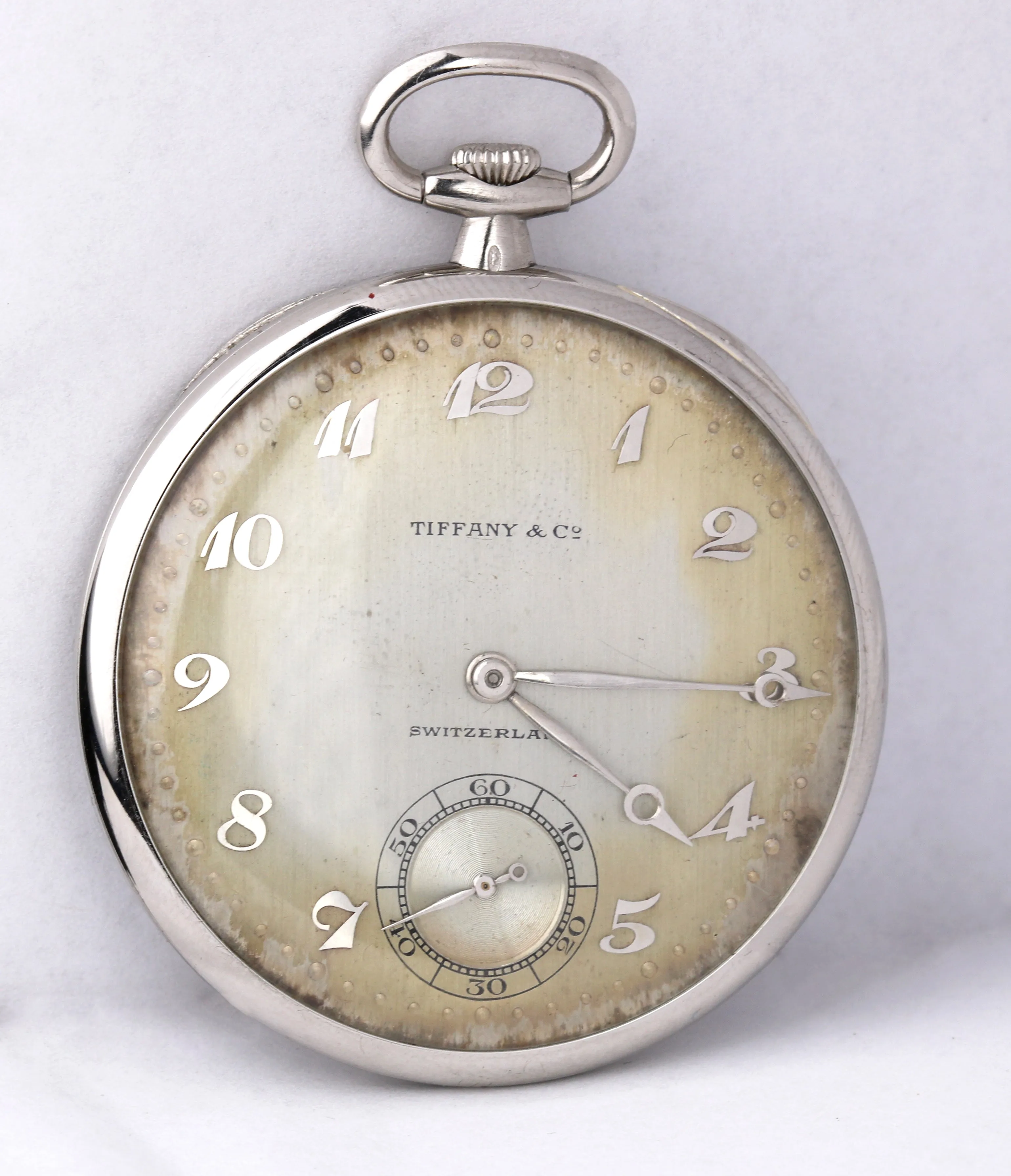 Tiffany& Co. Patek Philippe PLATINUM Open Face 18 Jewels Pocket Watch