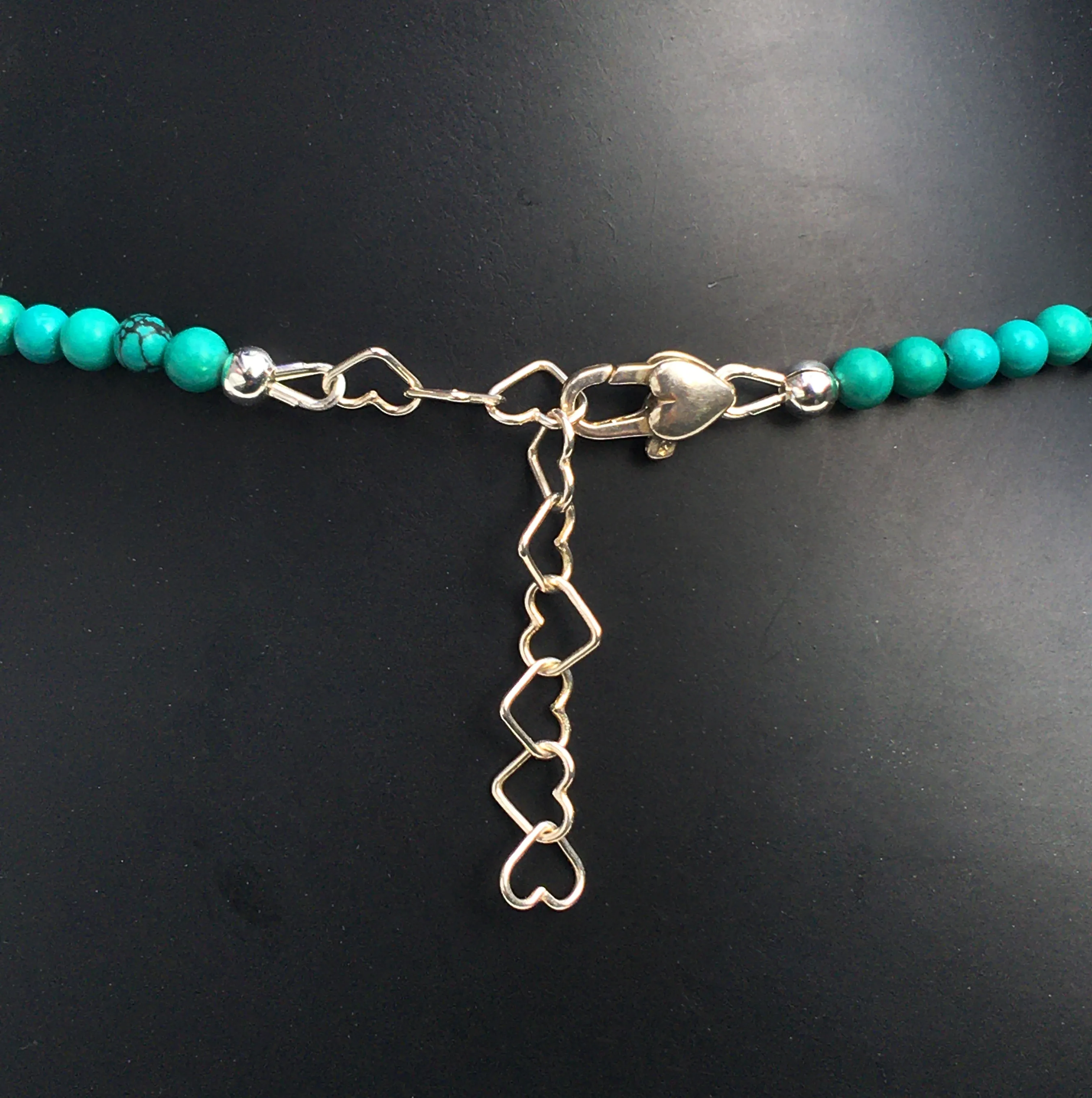 Tiger Eye heart Sterling silver Feather genuine Turquoise Necklace