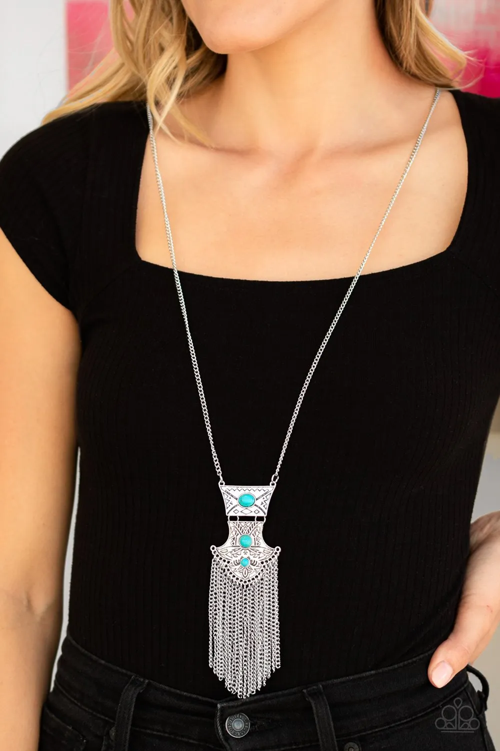 Totem Tassel Blue Necklace