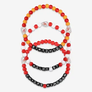 Travis Kelce Kansas City Chiefs 3 Pack Player Beaded Friendship Bracelet