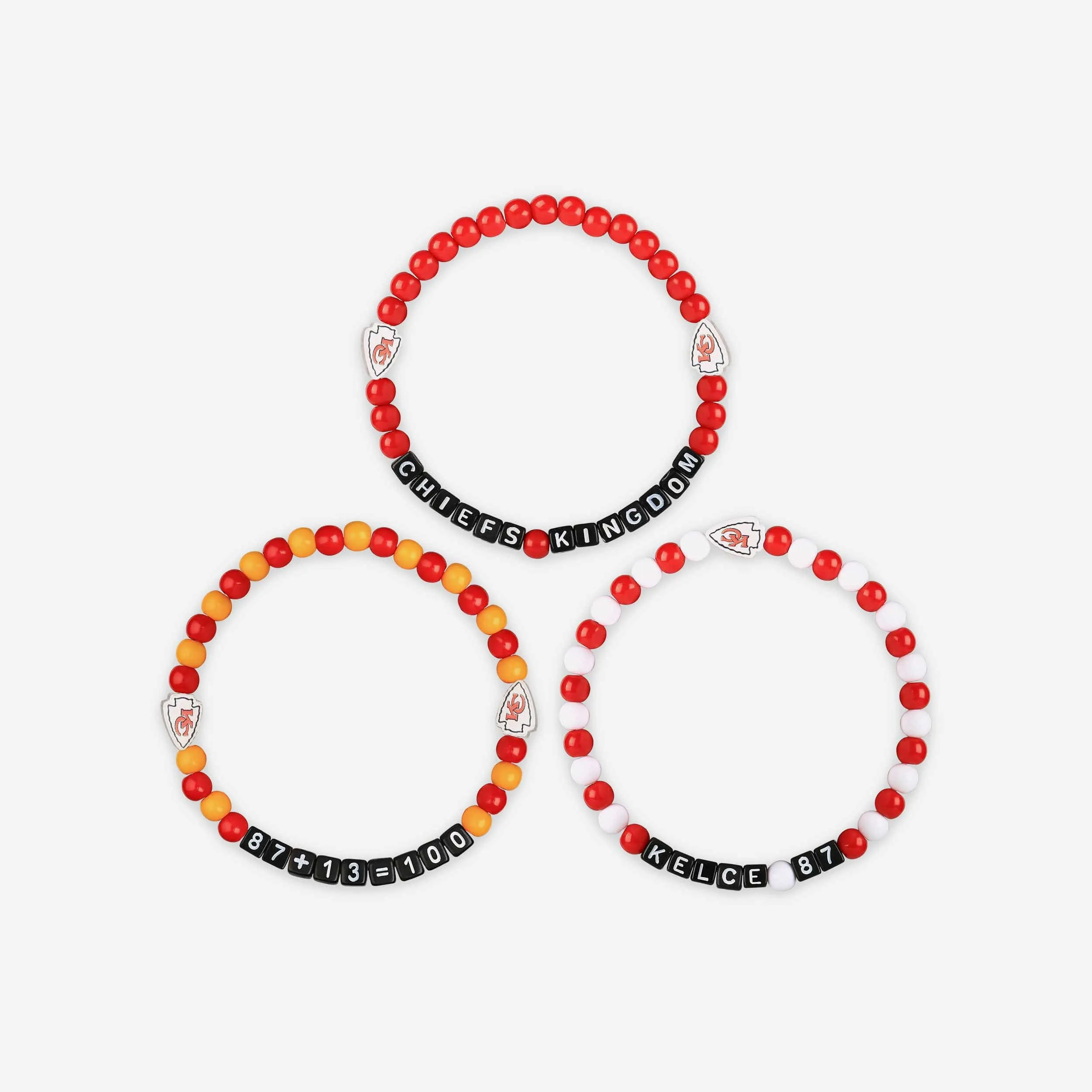 Travis Kelce Kansas City Chiefs 3 Pack Player Beaded Friendship Bracelet
