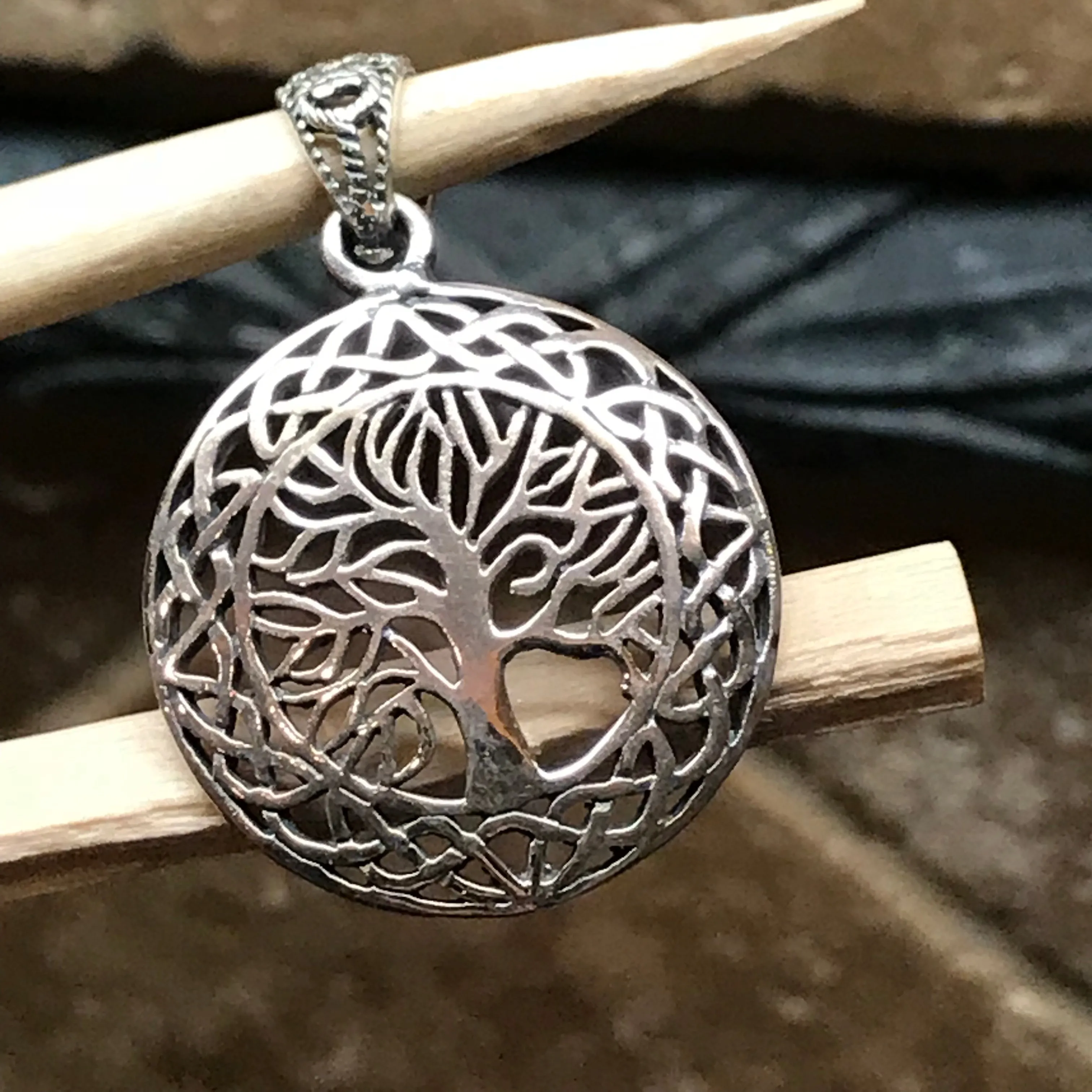 Tree of Life 925 Solid Sterling Silver Pendant 34mm
