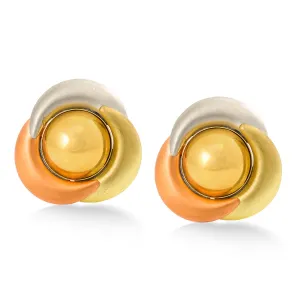 TRI-TONE METAL CLIP ON EARRING #FW-E123-G/TRI (SHCA3)