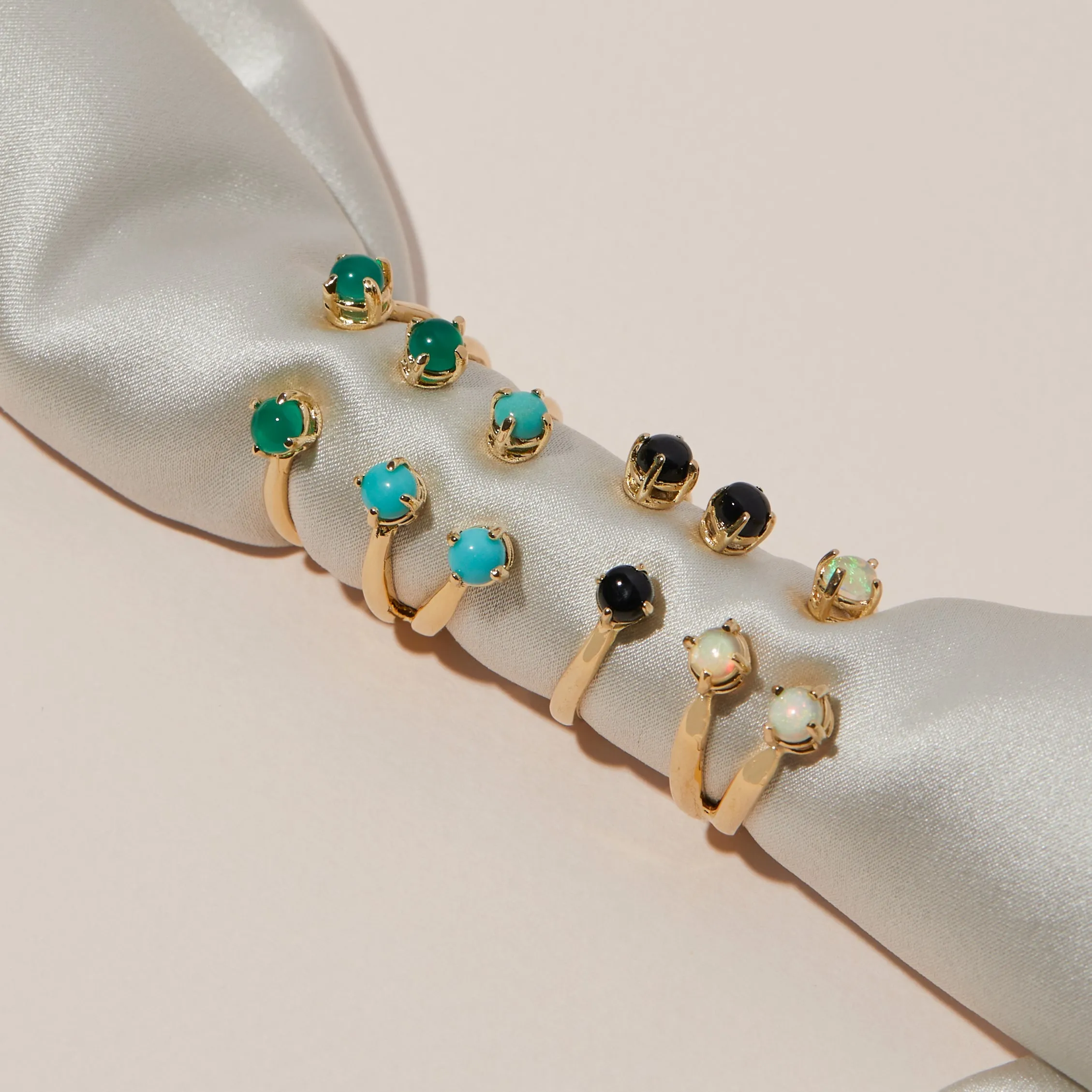 Triple Twisted Claw Ring with Stone in Turquoise