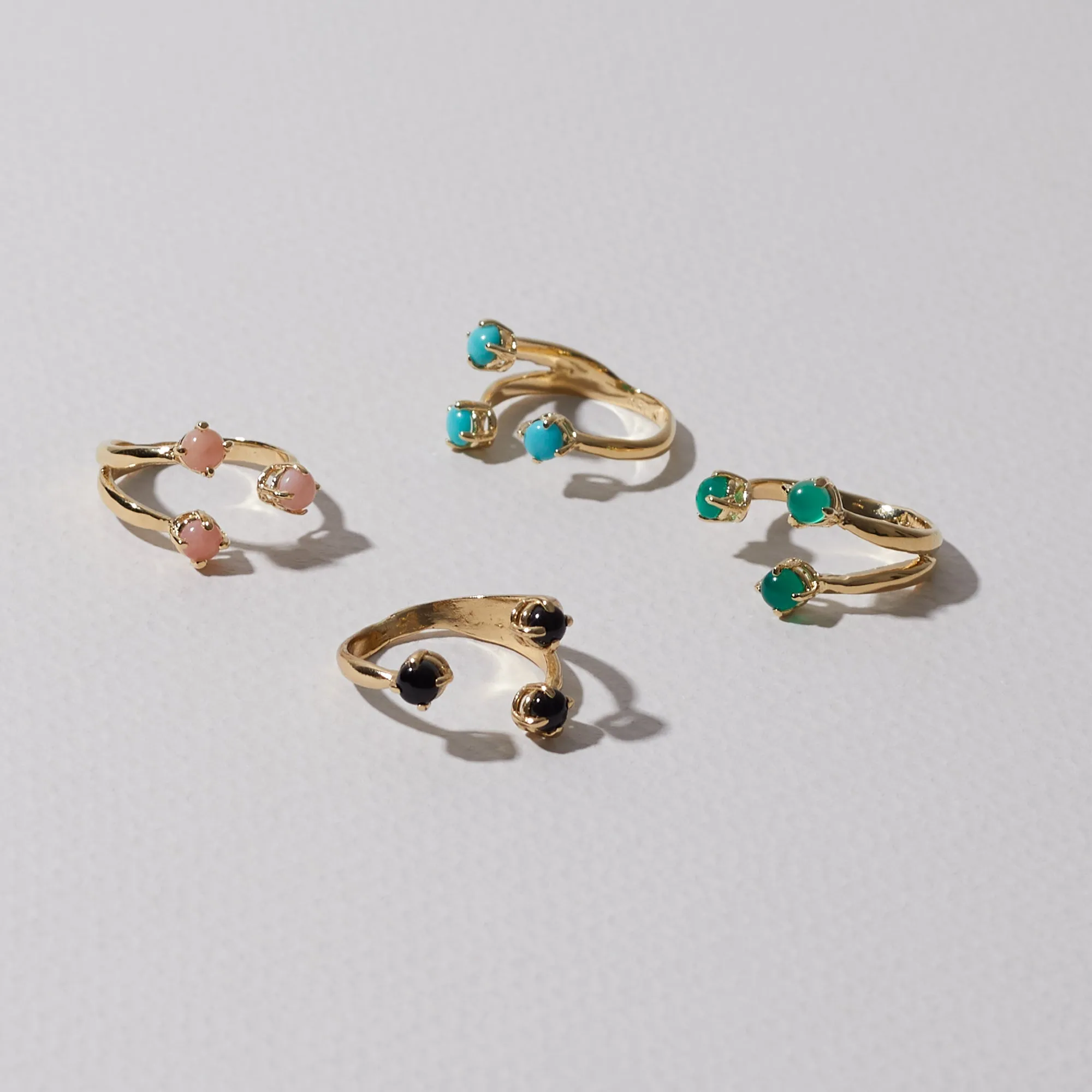 Triple Twisted Claw Ring with Stone in Turquoise