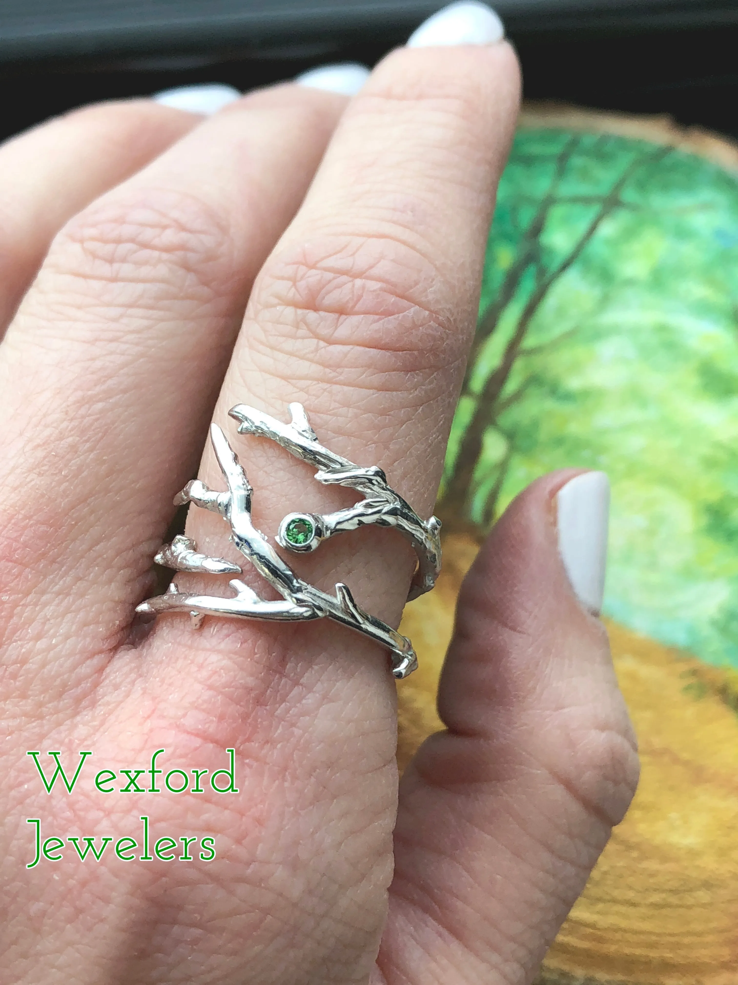 Tsavorite Garnet Twig and Branches Open Ring